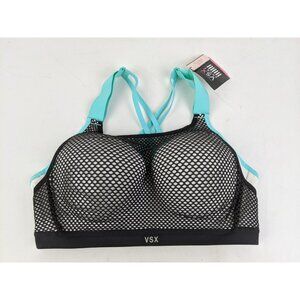 Victoria's Secret VSX Sports Bra Black Blue Mesh Size 36C New NWT 350841-95K